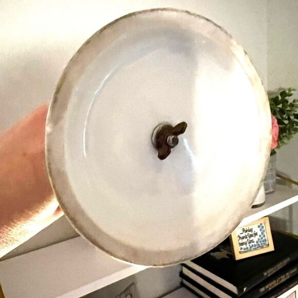 Vintage hand painted mirror white with green and pink 1970s - Picture 3 of 5